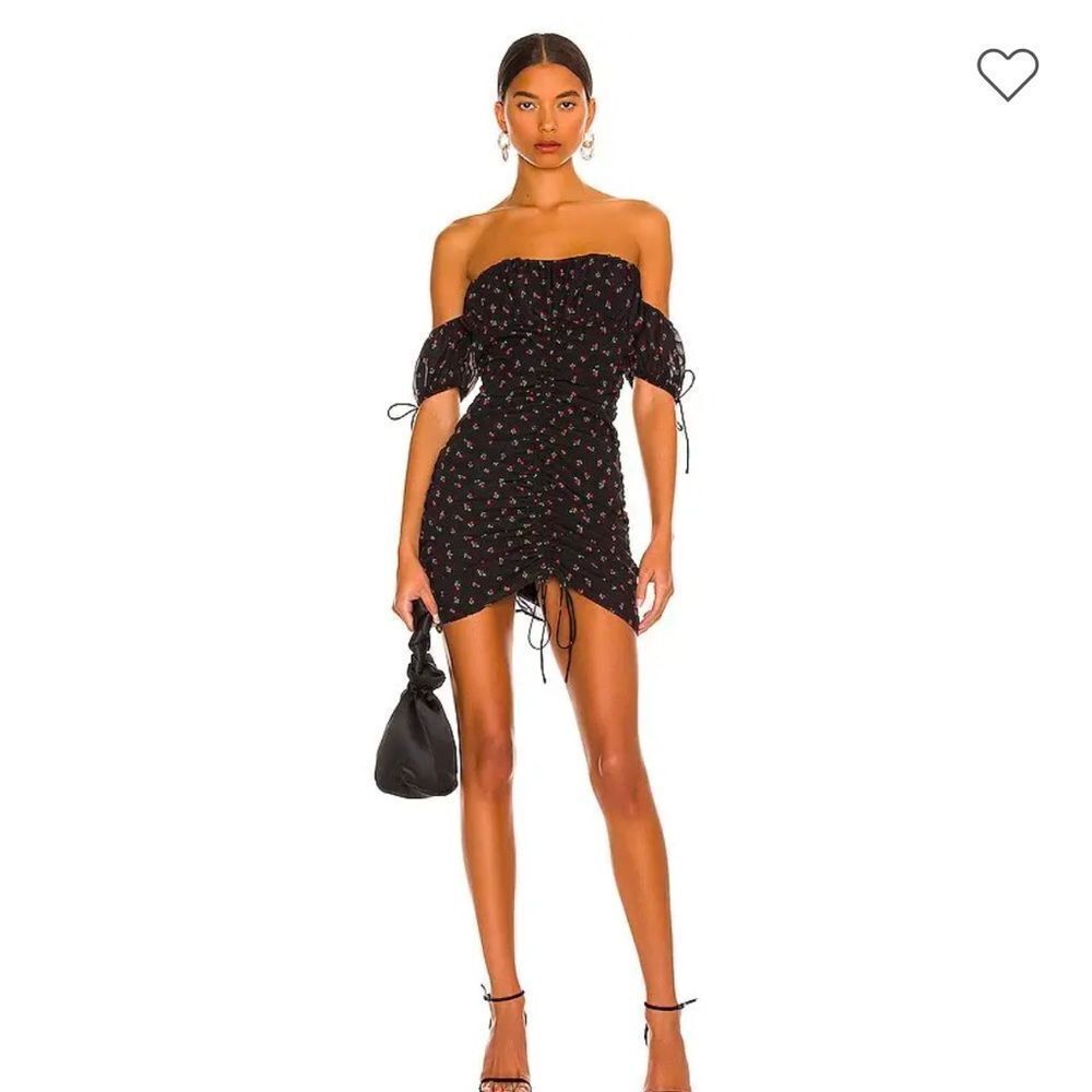 Revolve, More to Come- Emily off shoulder dress in black floral